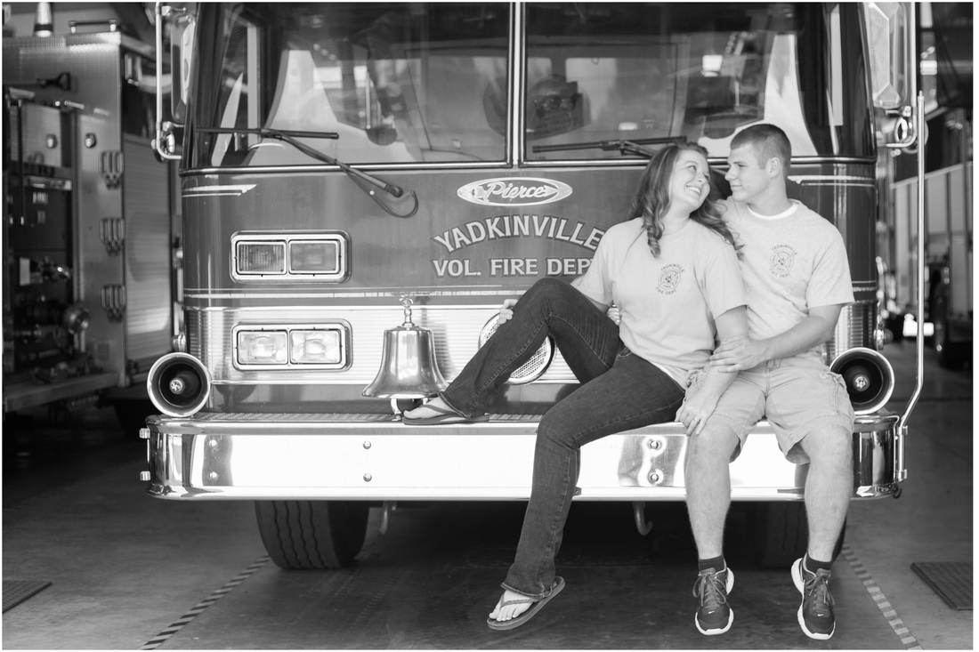 yadkinville nc wedding photographer, yadkinville fire dept, fireman couple, fire couple, yadkinville nc, yadkinville engaegment photos, photos in fire station